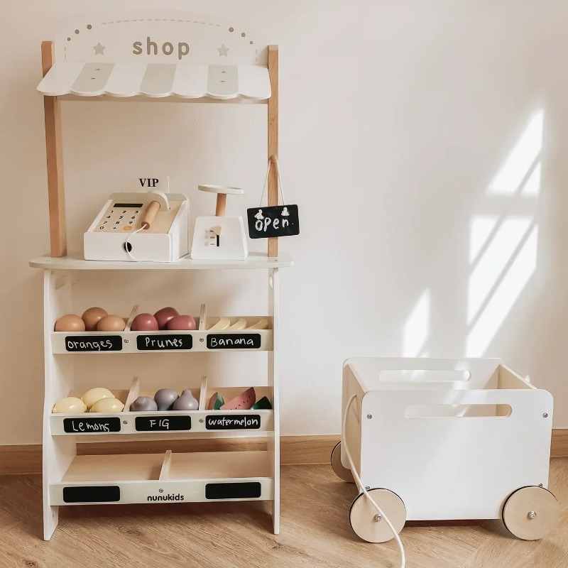 Rak Buah Mainan Kayu Gaya Alam - Toy Cash Register ulasan dan harga